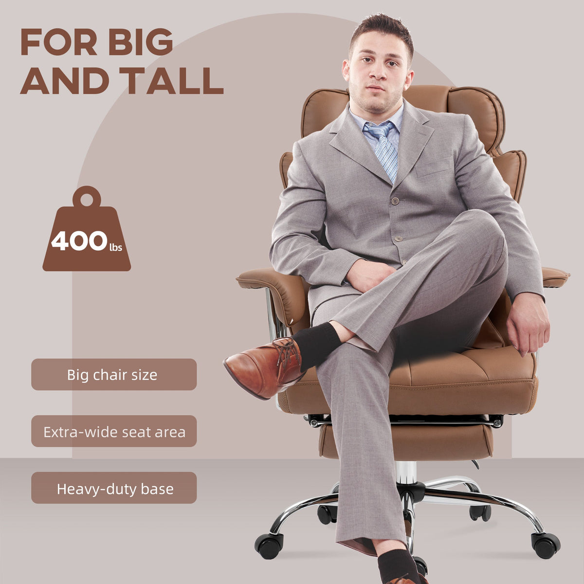 400LBS Massage Office Chair, Executive Office Chair with 6-Point Vibration, Footrest and Lumbar Support, Black