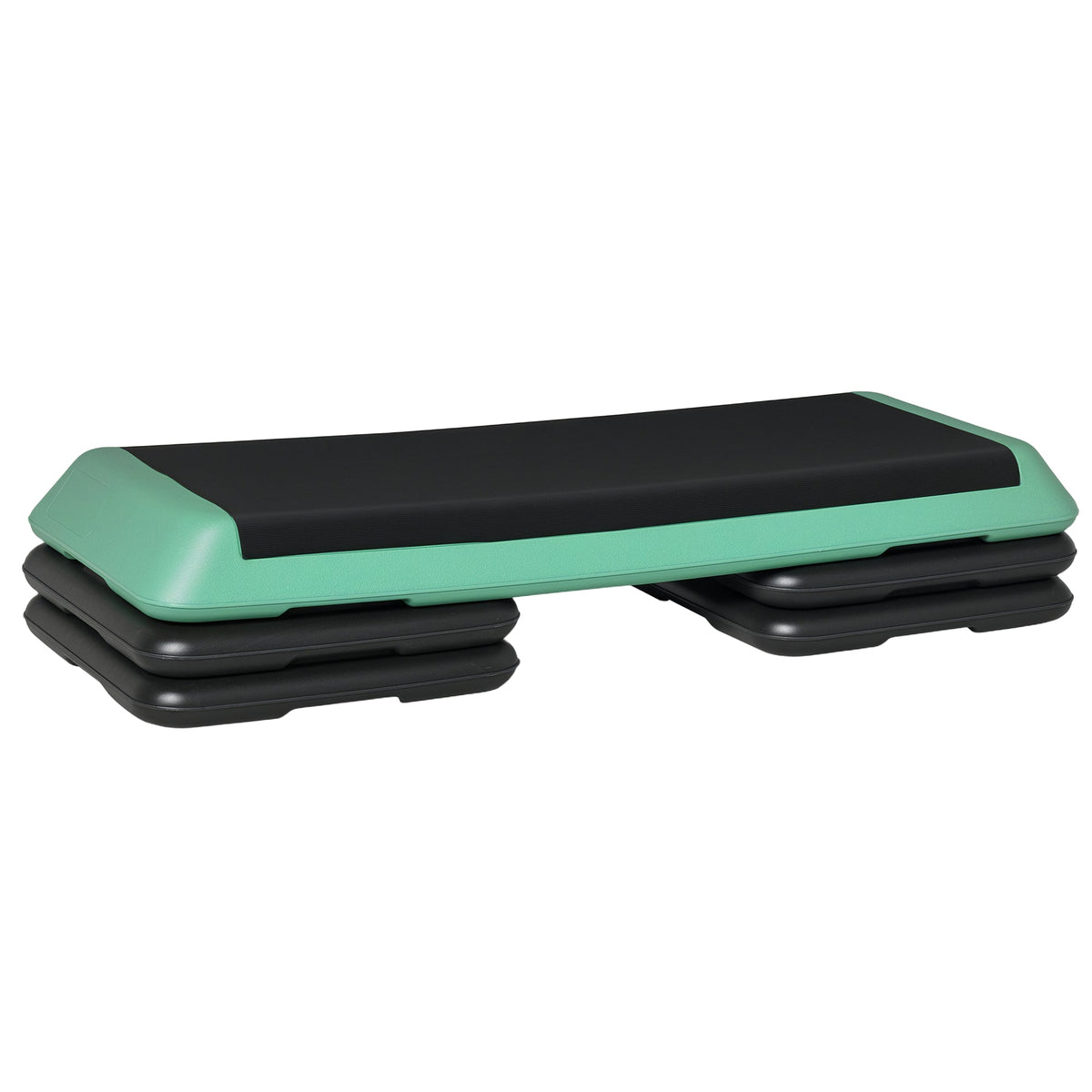 43" Adjustable Aerobic Platform Stepper 3 Level with Risers 4” 6” 8” Cardio Fitness Trainer Workout Step Home Gym Exercise, Black Green