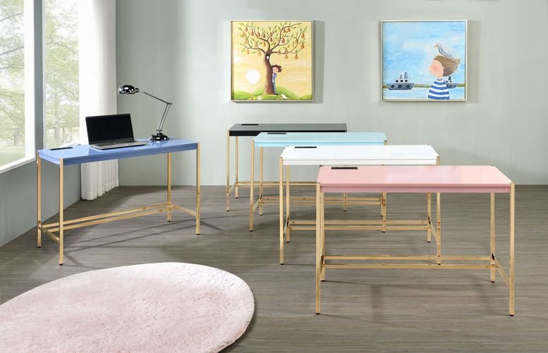 Lunar Elegant Multi-Purpose Desk w/USB Port - Blue/Gold