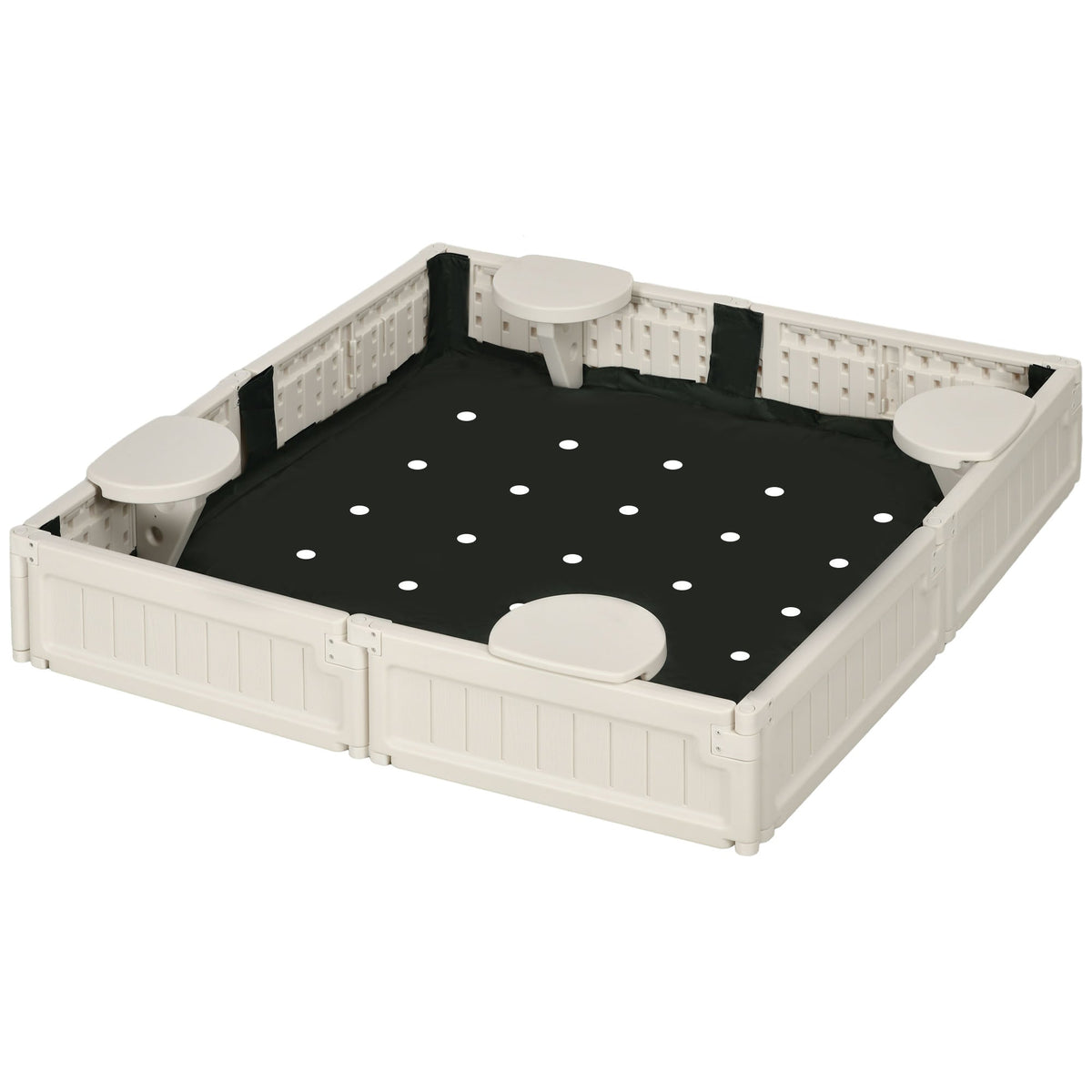 Kids Outdoor Sandbox with Canopy, Bottom Fabric Liner, Brown