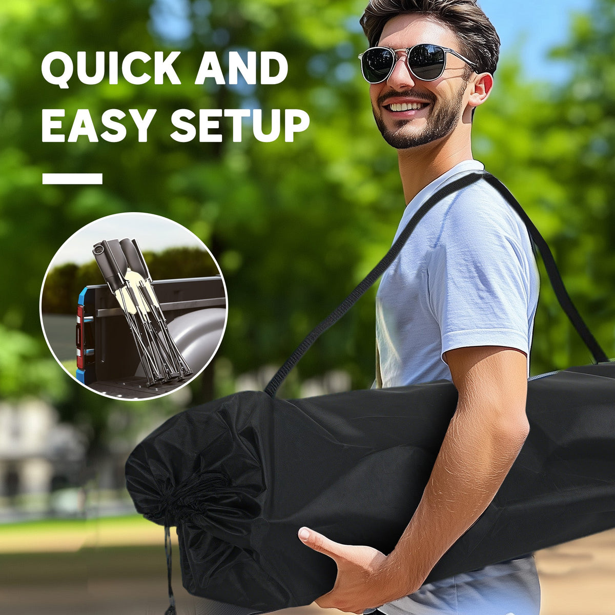 Portable Camp Chair, Double Camping Chair with Cup Holders and Carry Bag, Support 551 lbs, Dark Green
