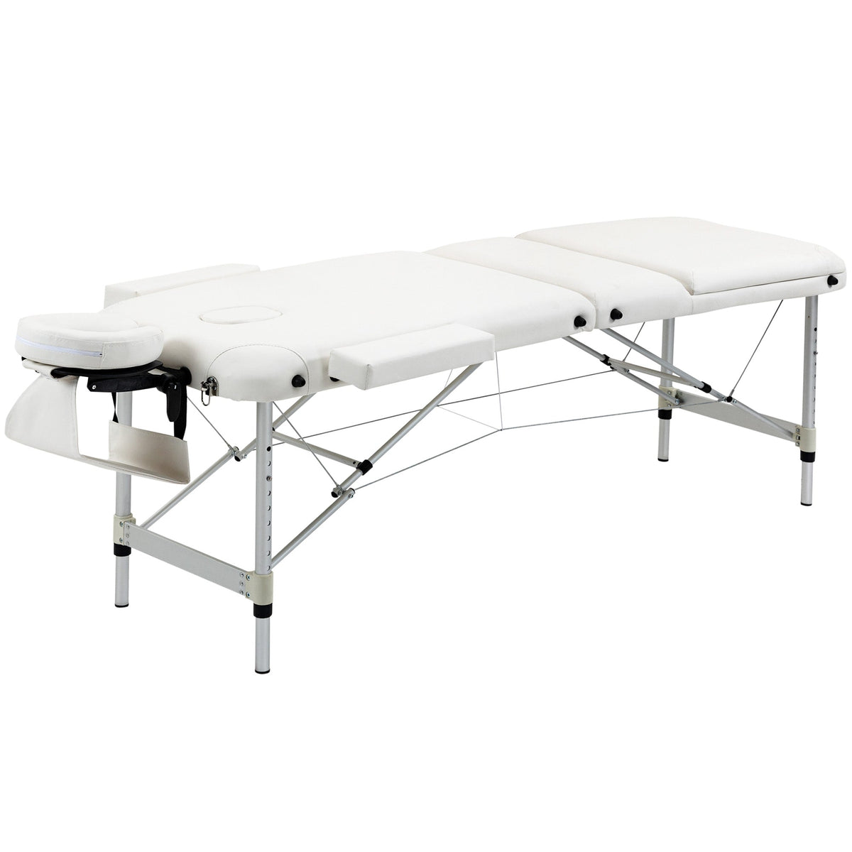 85" 3 Section Foldable Massage Table Professional Salon SPA Facial Couch Bed (Black/Orange)