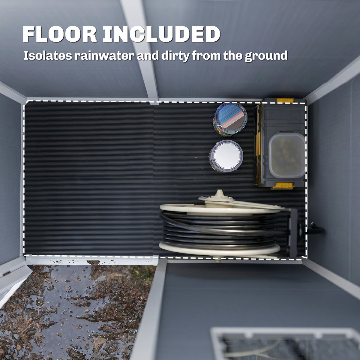 5 x 3FT Garden Shed with Floor, Outdoor Storage Shed with Lockable Door, Window and Vent for Backyard, Patio, Dark Grey