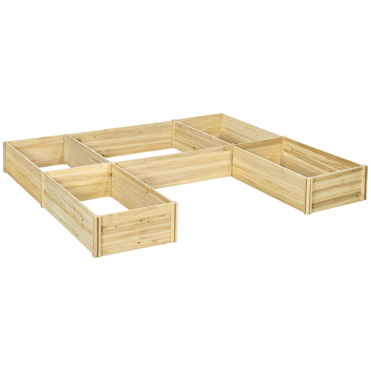 DIY 5-box Garden Planter with Open Bottom for Outdoor Plants, Vegetables, Flowers, Herbs, Brown
