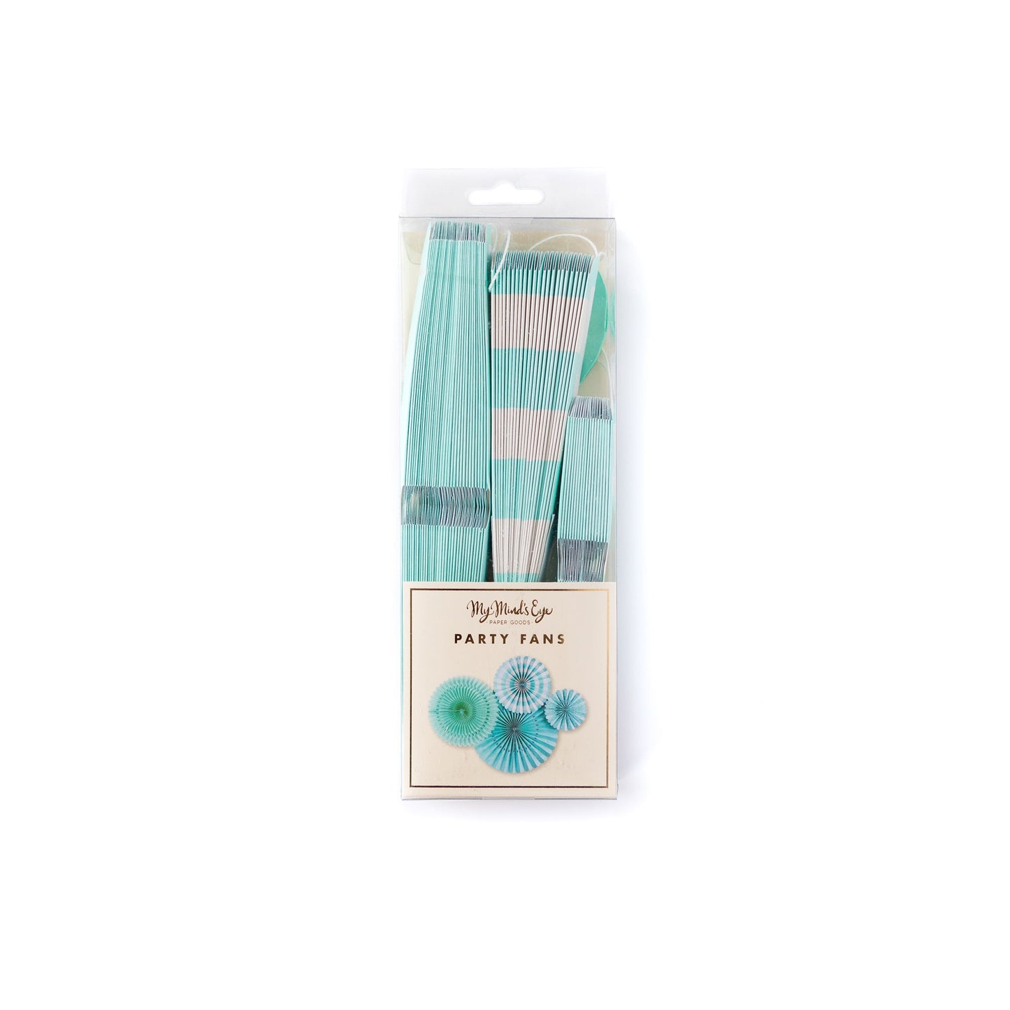 Aqua Blue Paper Fans (SET OF 4)