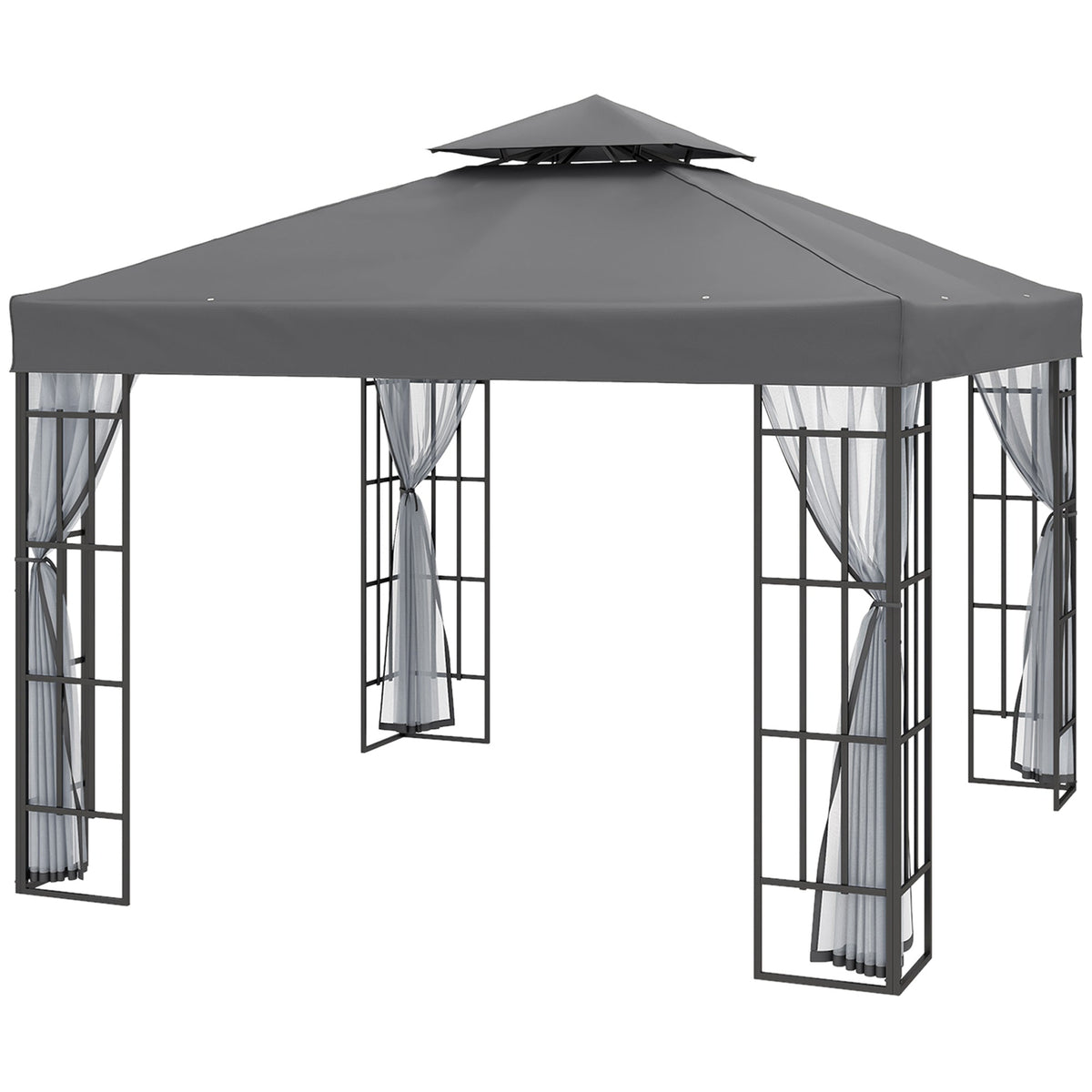 10'x10' Garden Gazebo Patio Canopy Portable Party Event Backyard w/ Mosquito Netting Coffee