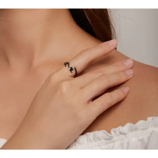 925 Sterling Silver Adjustable Cat Tail Ring