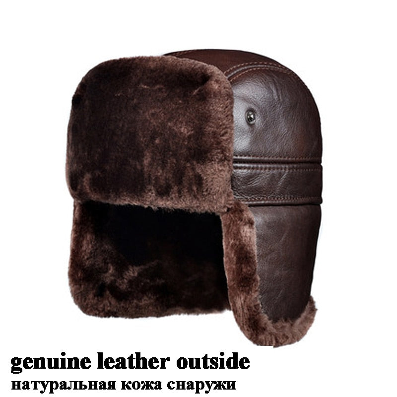 Genuine Leather Bomber Hat