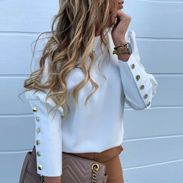 Button Sleeve Blouse