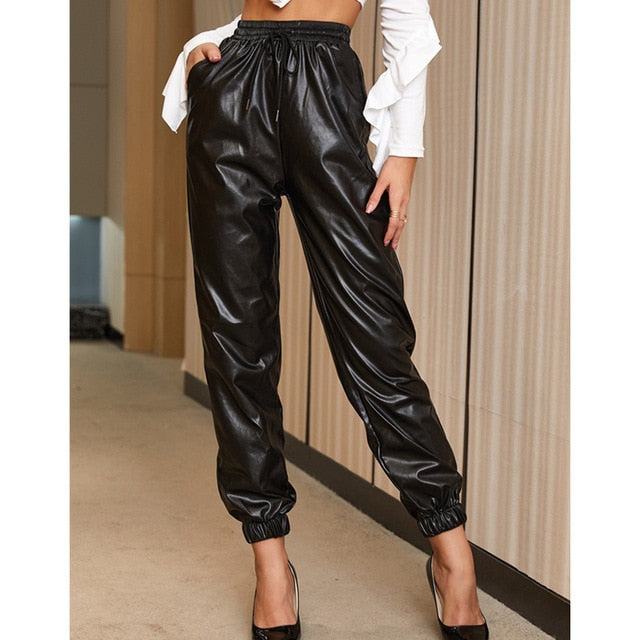 Leather Drawstring Joggers