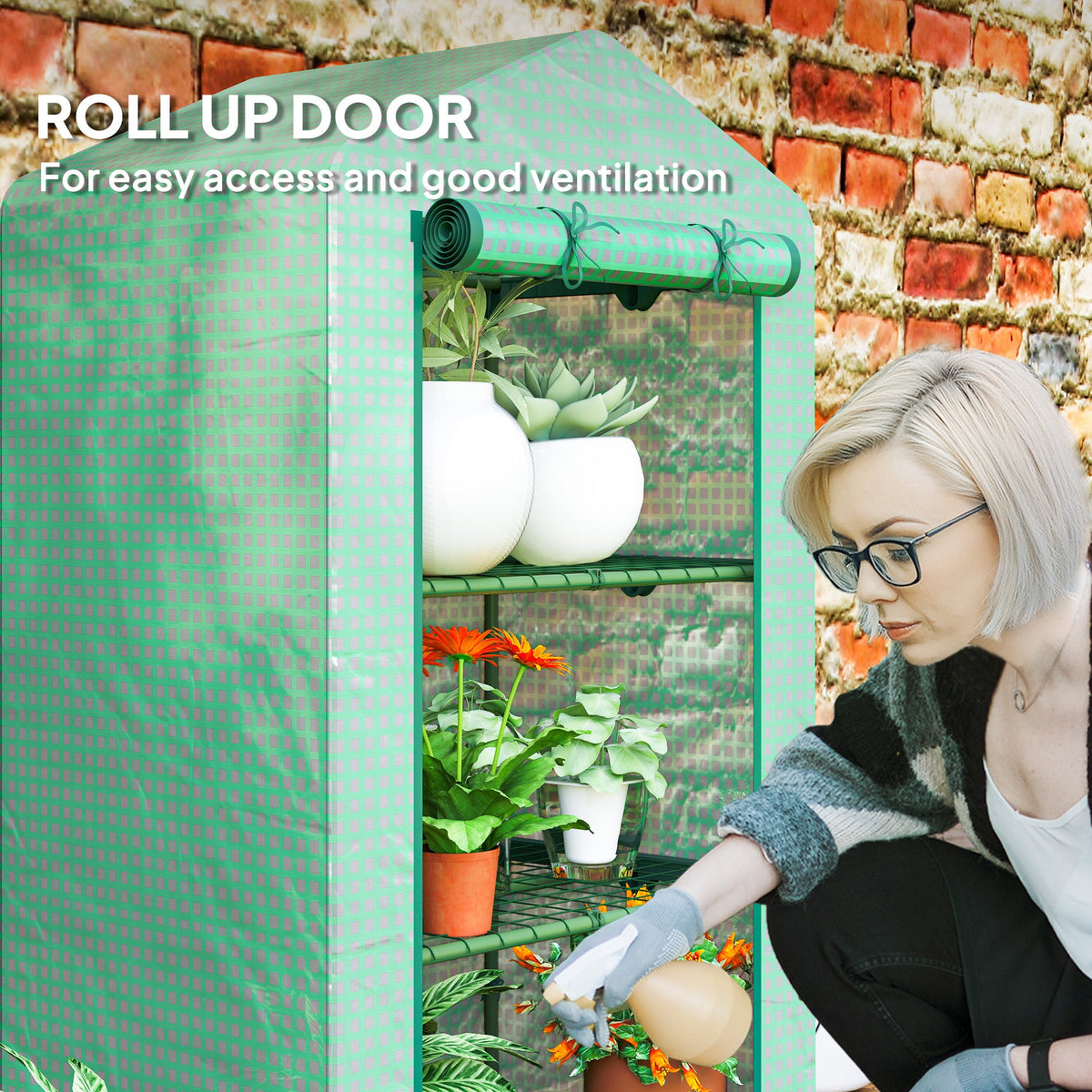 5 Tier Mini Greenhouse, Portable Outdoor Flower Stand with Shelf Clips, Indoor Greenhouse with Steel Frame, Transparent, 27.25" x 19.25" x 76", Green