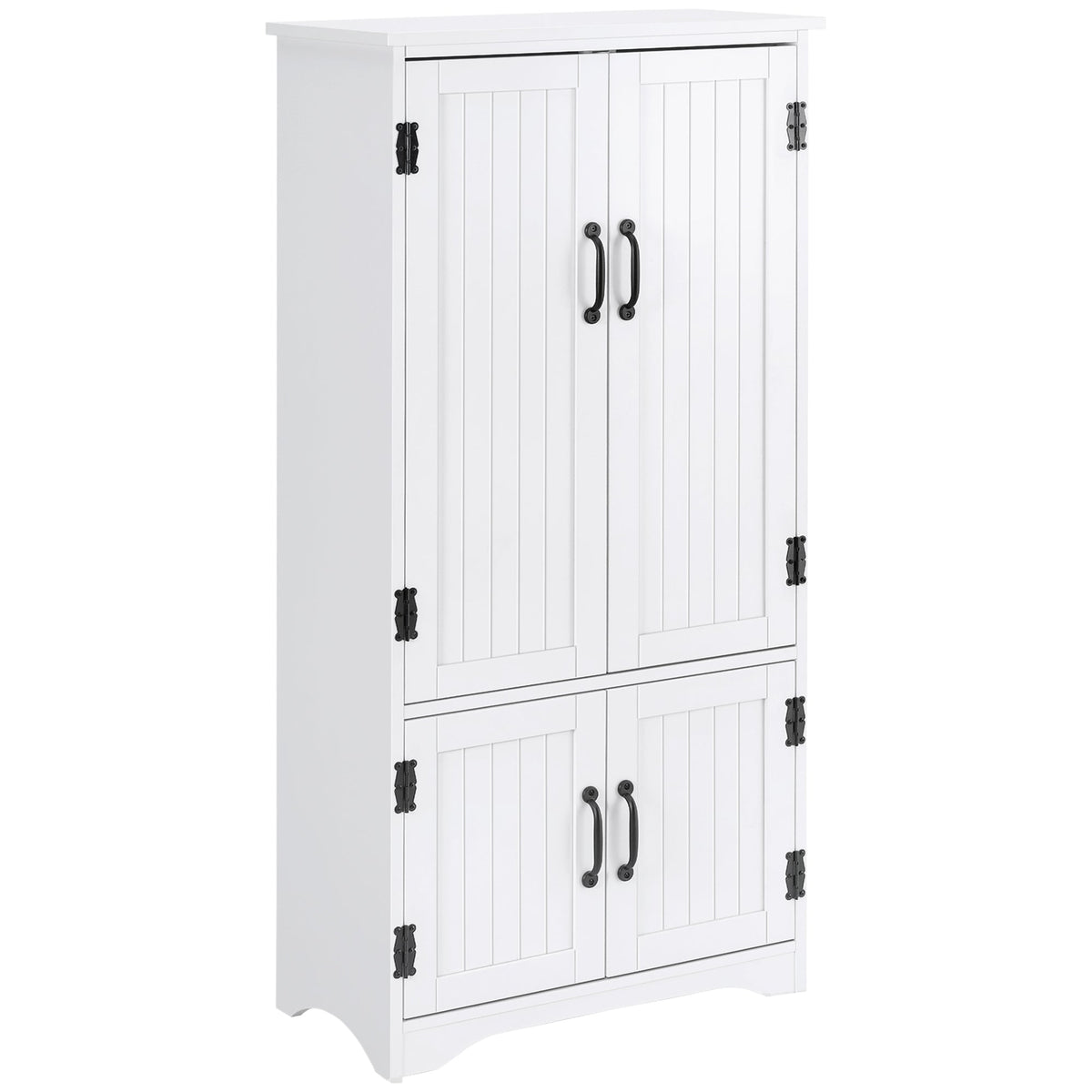 48" 4-Door Storage Cabinet Multi-Storey Large Space Pantry with Adjustable Shelves Black