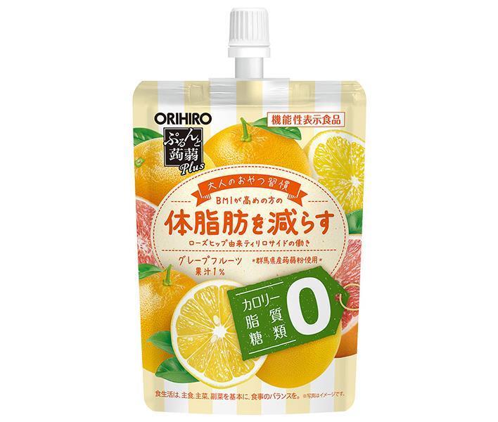 オリヒロ ぷるんと蒟蒻Plus グレープフルーツ味 130gパウチ×48本入【日本出荷】