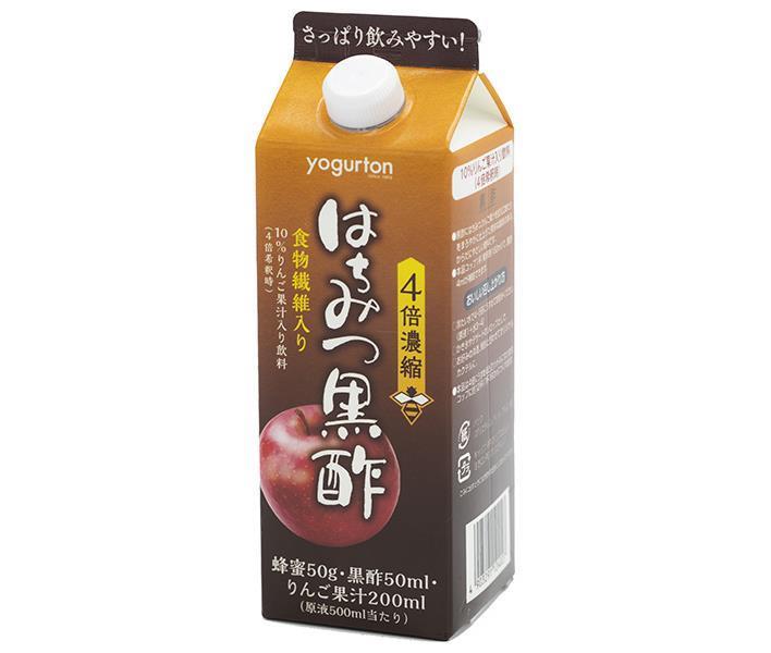 ヨーグルトン乳業 はちみつ黒酢 4倍濃縮 500ml紙パック×15本入【日本出荷】