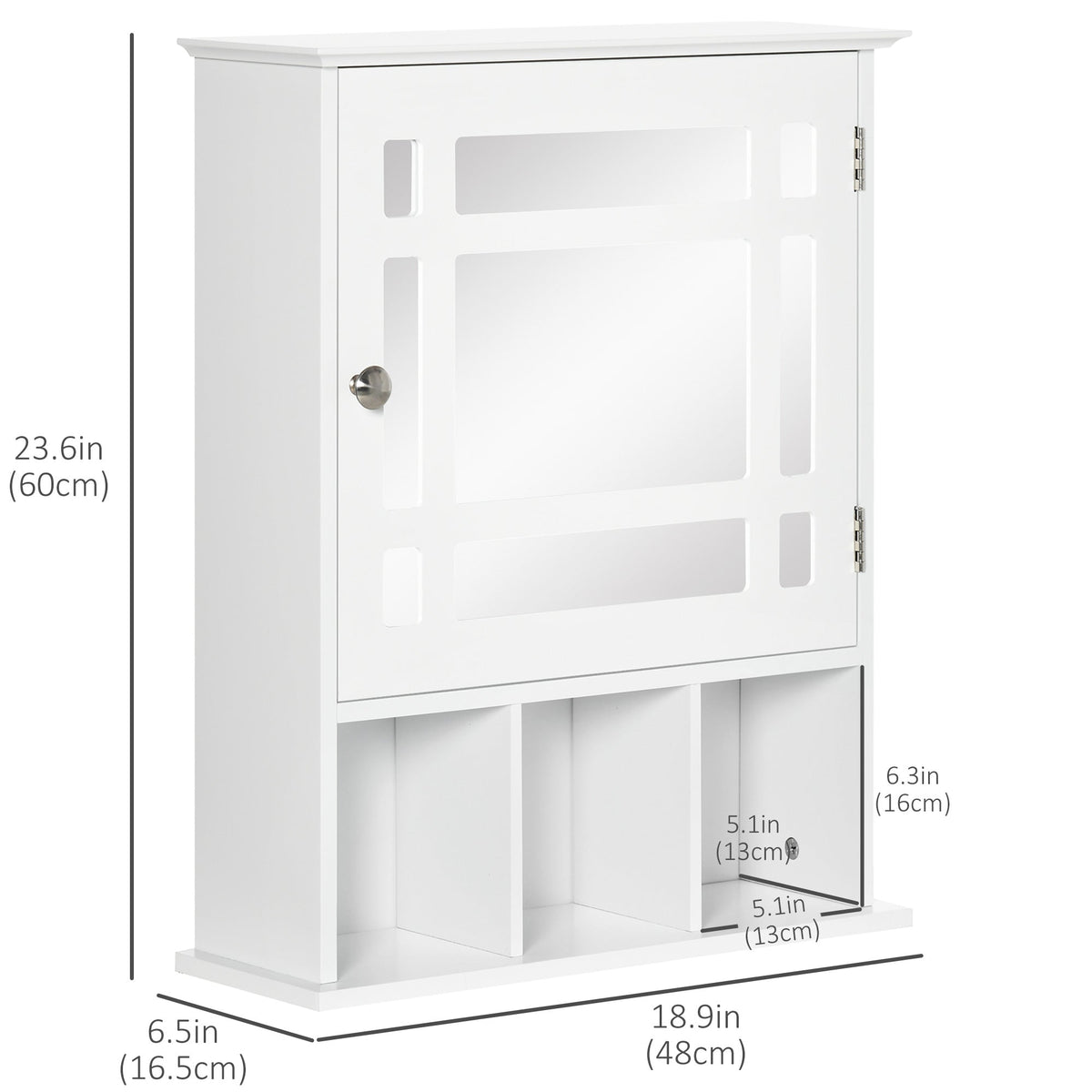 Bathroom Cabinet Wall Mount with Mirror Door 3 Shelf Organizer for Bathroom, Kitchen, Bedroom, Grey