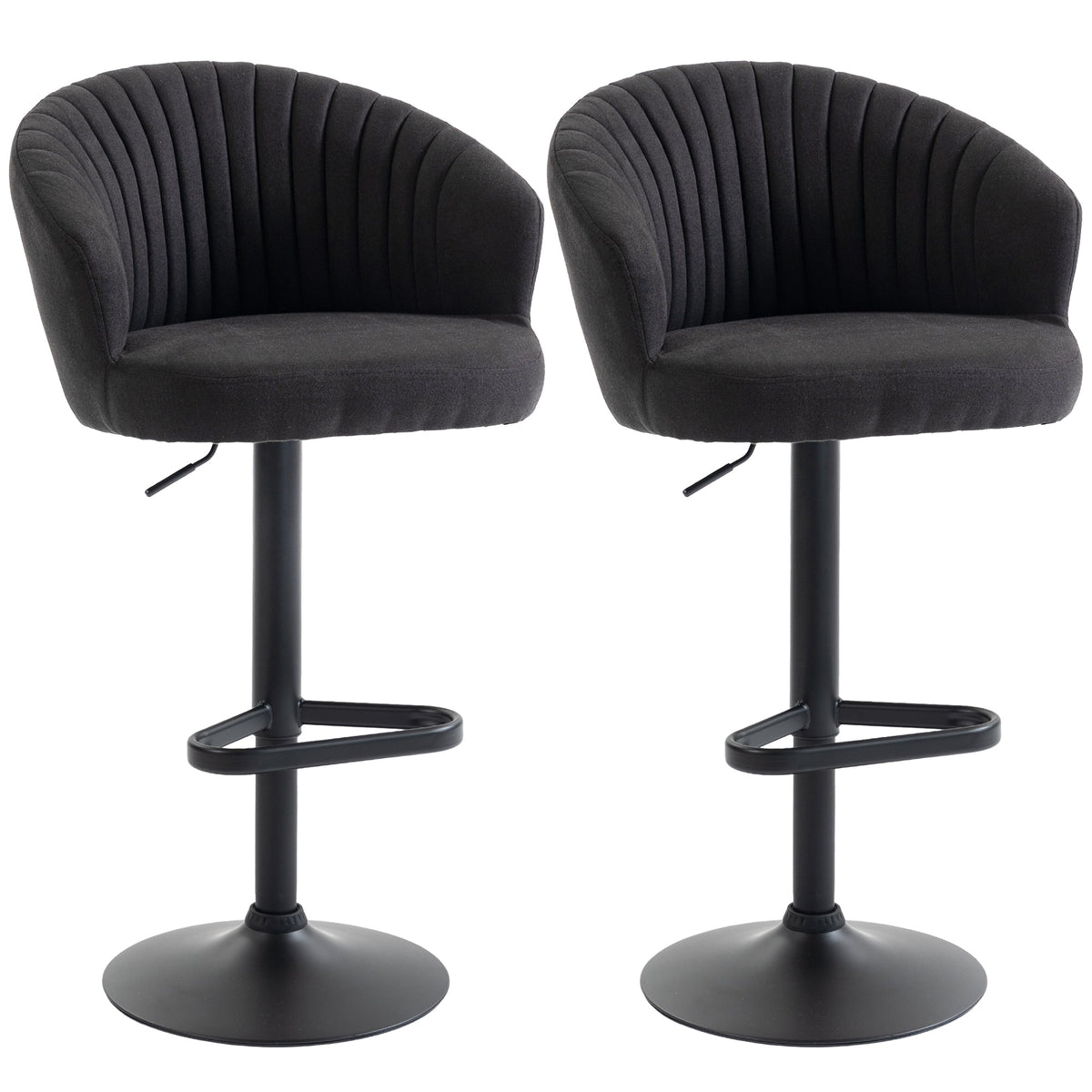 Bar Stools Set of 2, Swivel Counter Height Barstools with Back, Footrest, Adjustable Height, Beige
