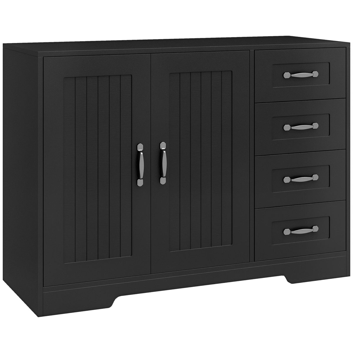 Modern Sideboard Buffet Cabinet with Drawers and Beadboard Door Cupboard Kitchen Storage Cabinet White
