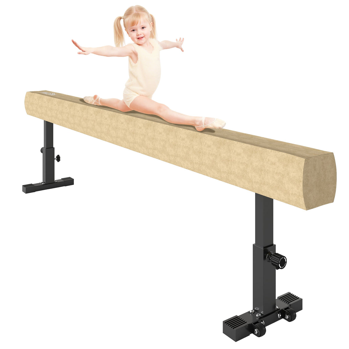 7.5ft Adjustable Balance Beam, Gymnastics Beam with Wheels, Gymnastics Equipment for 6+ Years Old Training