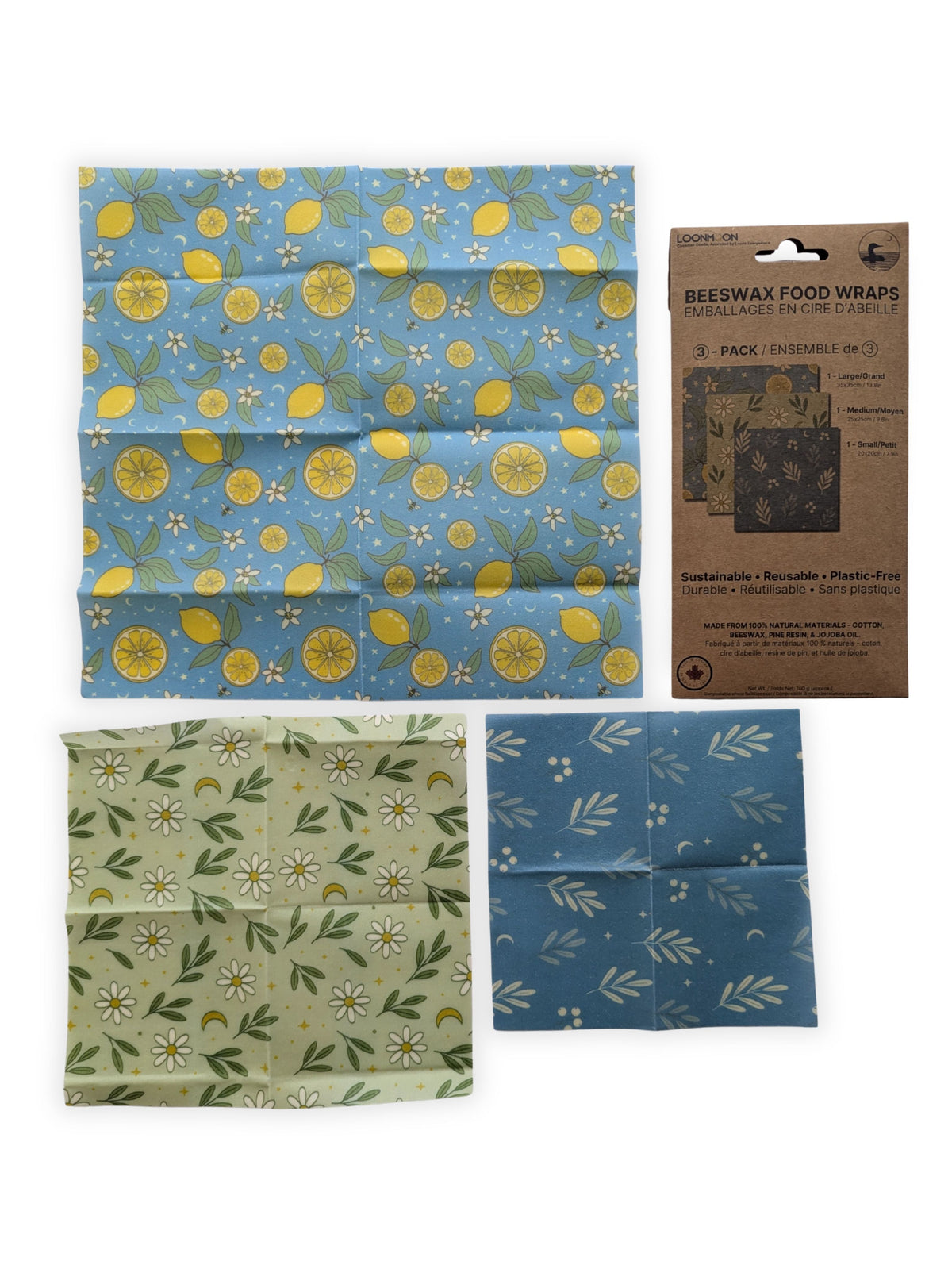 Thicker Reusable Beeswax Food Wraps - 3 Pack
