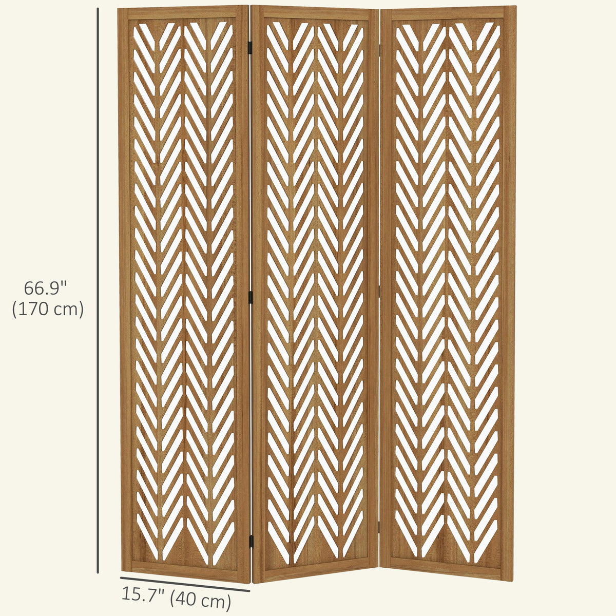3 Panel Room Divider, 5.6ft Tall Wood Folding Privacy Screens, Freestanding Partition Wall Dividers, Light Brown