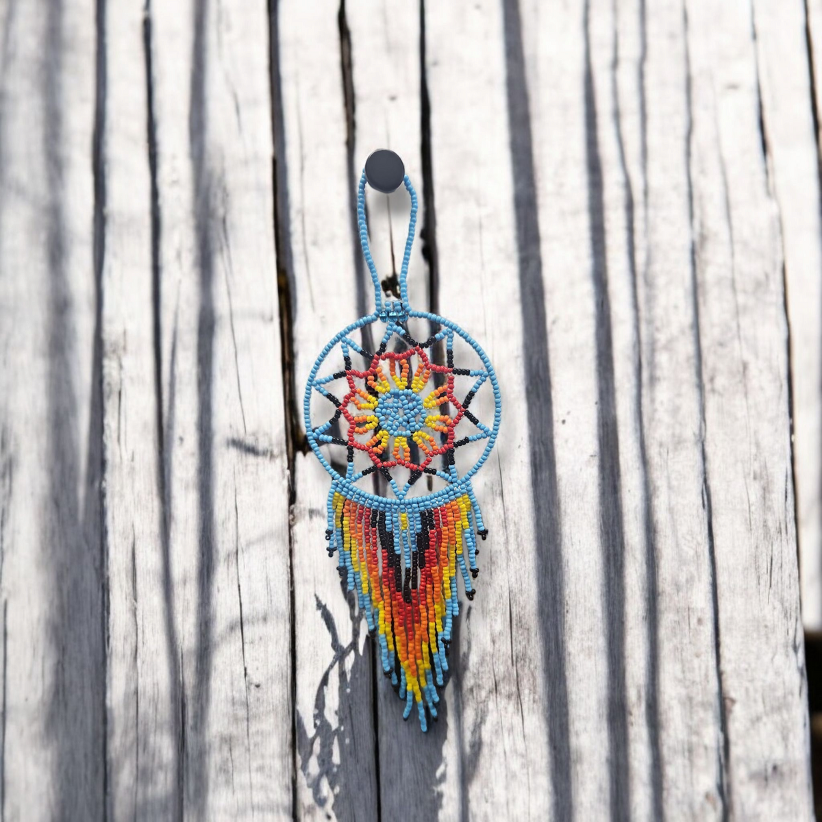 Sky blue yellow ,Celestial Beaded Handmade Dreamcatcher