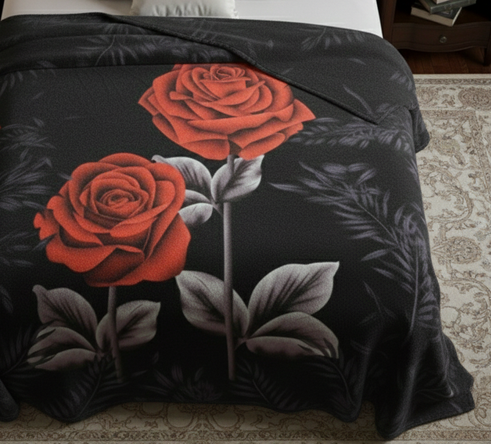Midnight Roses Plush Blanket