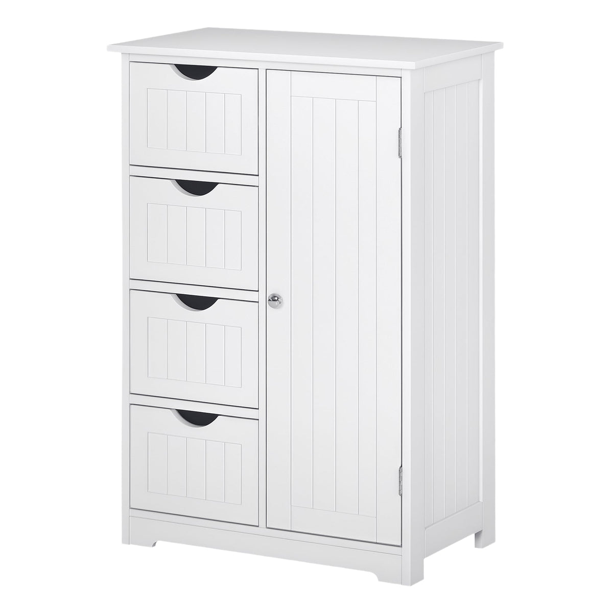 Bathroom Storage Cabinet, Floor Cabinet with Adjustable Shelf and 4 Drawers, Side Cabinet for Washroom, White