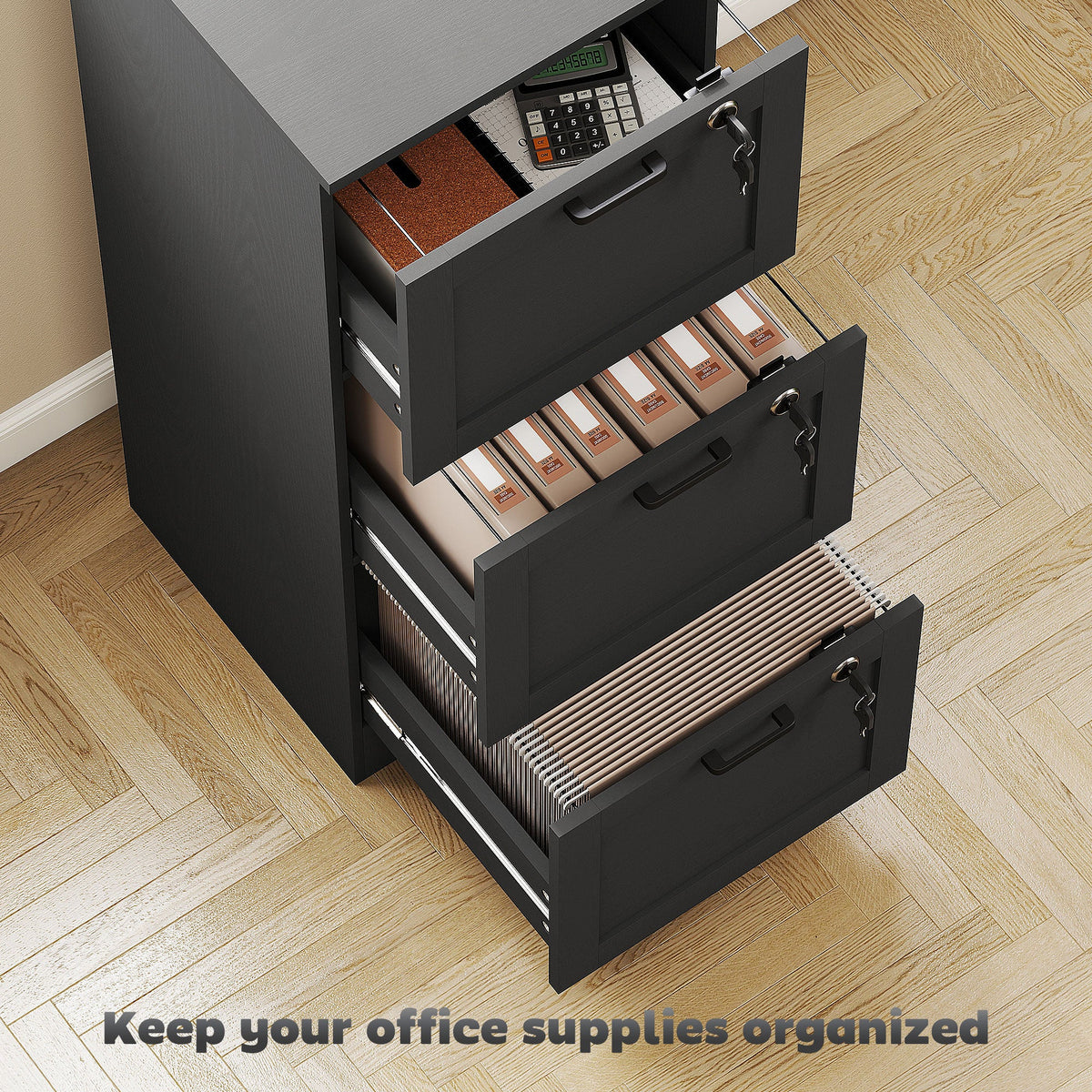 Vertical Filing Cabinet with 2 Drawers, Lock, File Cabinet for Home Office, A4 and Letter Size Files, White