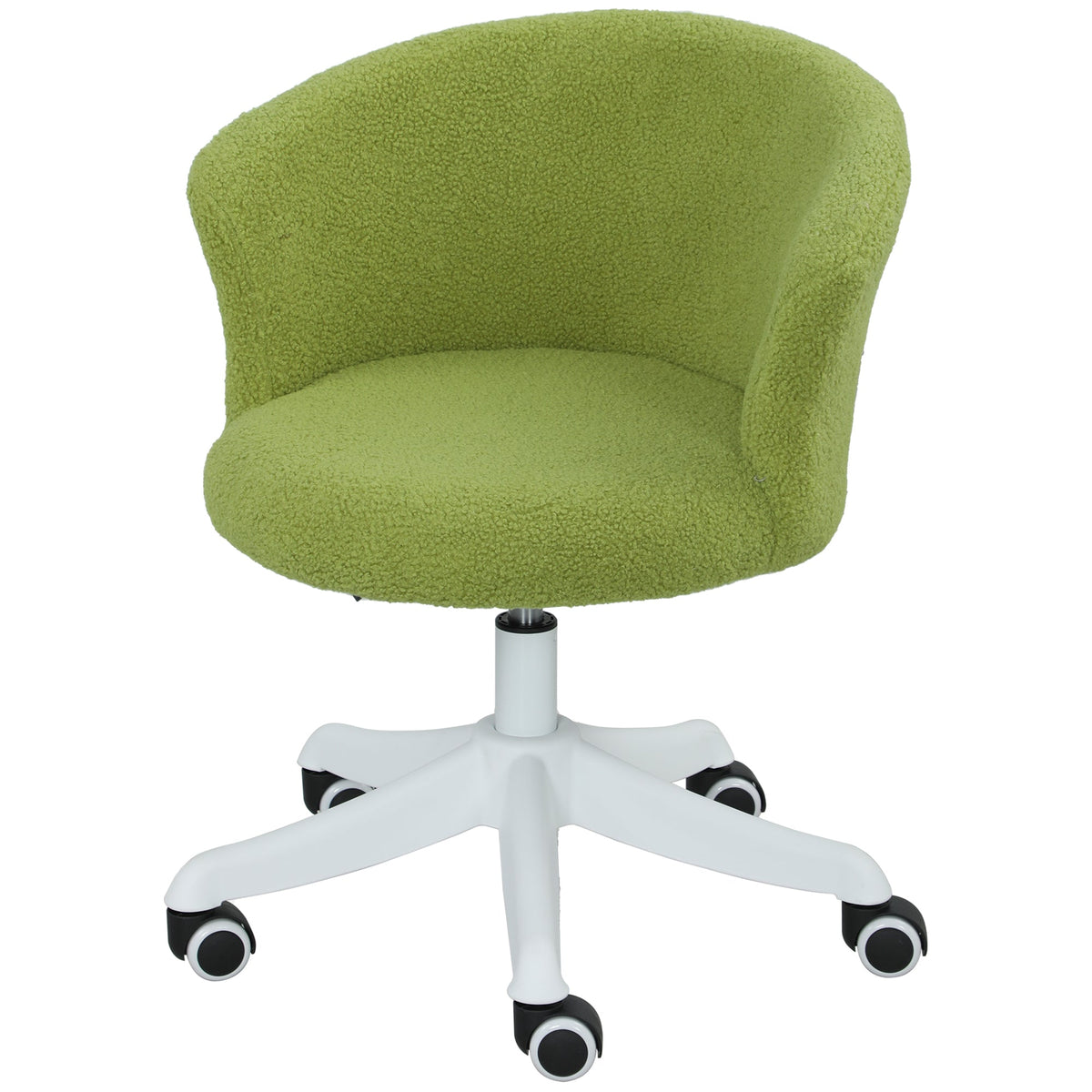 Armless Office Chair, Fluffy Computer Desk Chair with Adjustable Height, Swivel Wheels, Mid Back, Grey