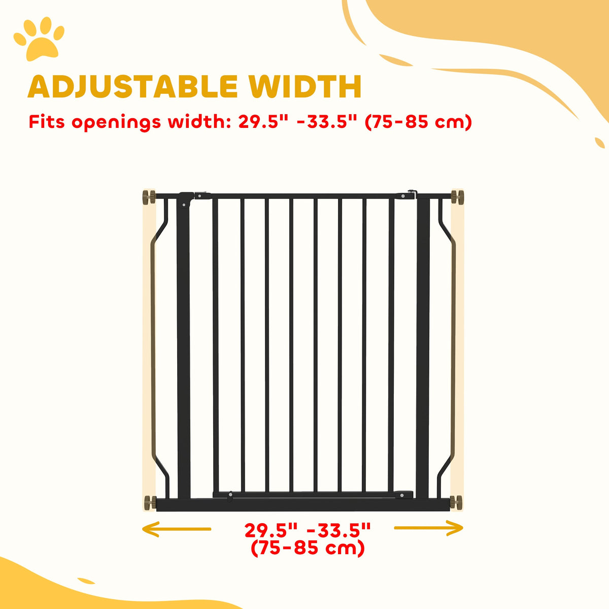 30"- 45" Easy Install Pet Gate w/ Door & Double Locking System, Extra Wide Dog Gate for Stairs, Hallways, White