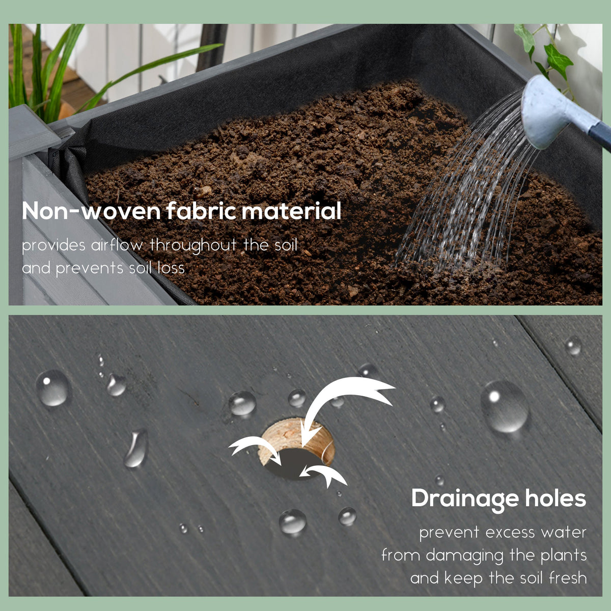 Mobile Raised Garden Bed Elevated Wood Planter Box with Lockable Wheels, Storage Shelf for Herbs Vegetables, Natural