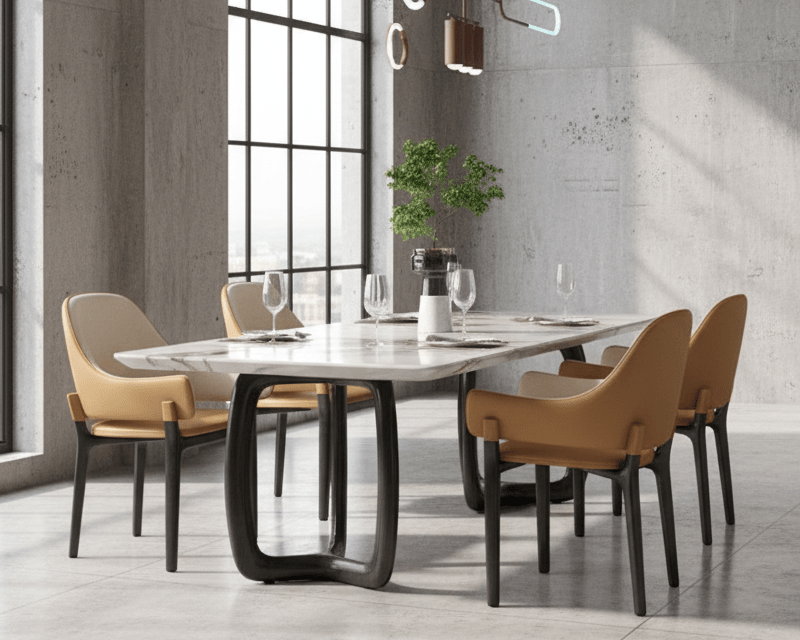 Smoky Black Ash Wood Dining Set with 4 or 6 Chairs