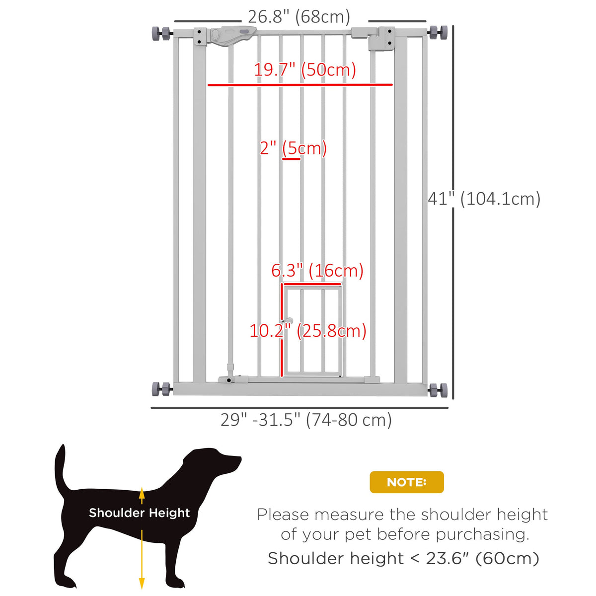 41" Easy Open Indoor Dog Gates for Doorways, House, Stair - Black