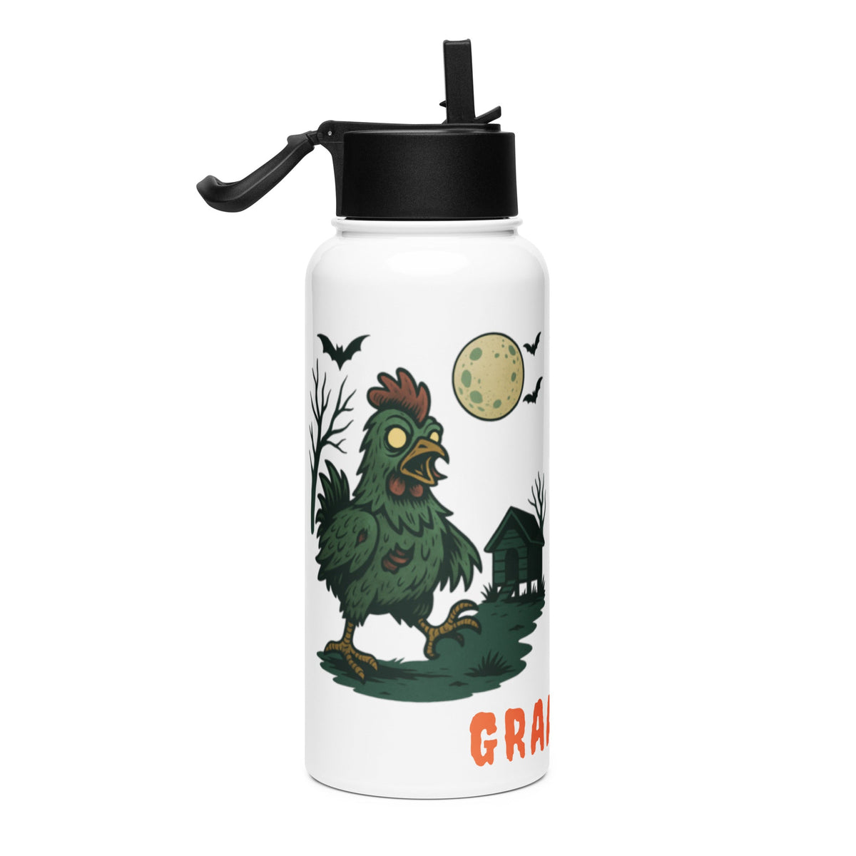 Zombie Chicken Halloween Stainless steel water bottle with a straw