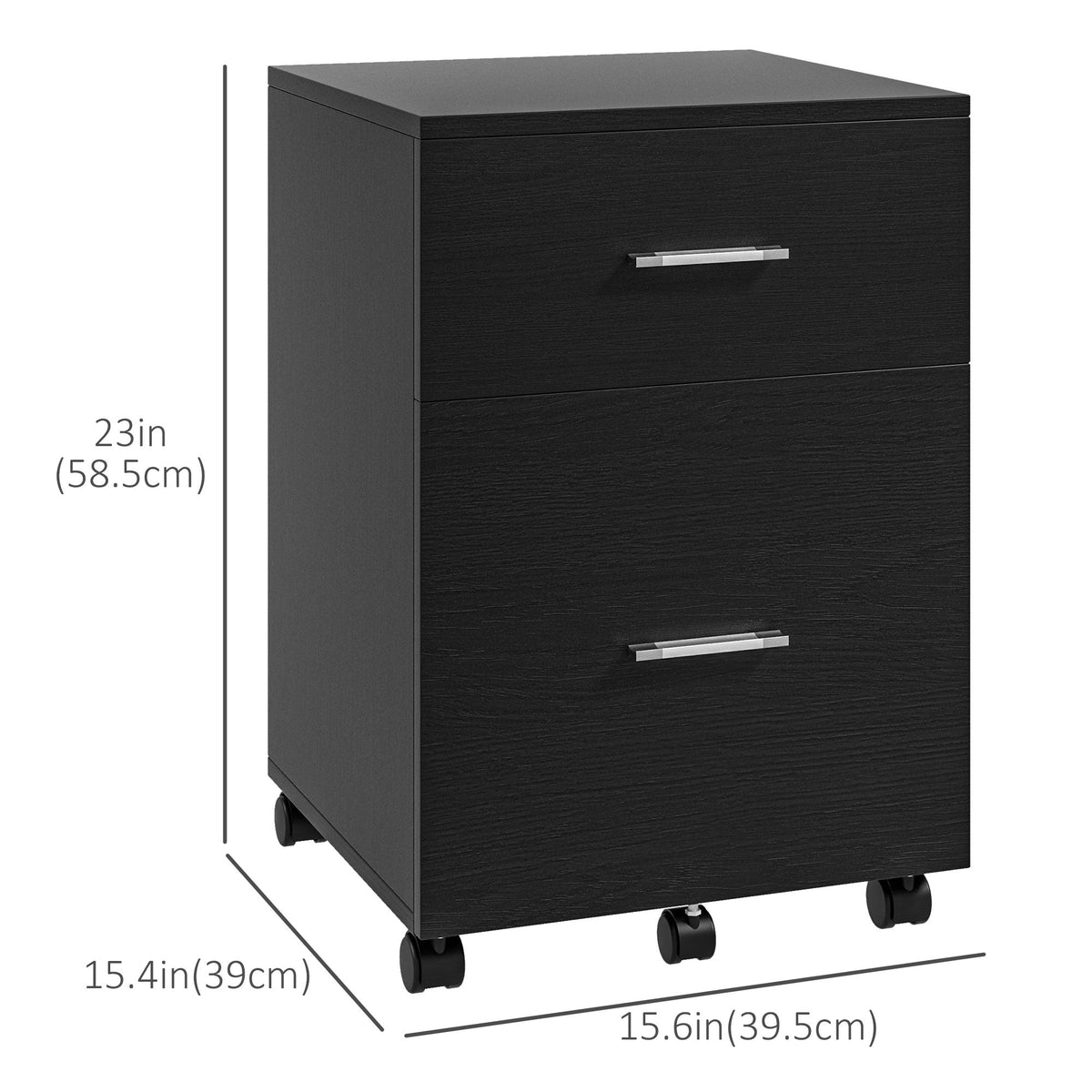 Mobile Filing Cabinet, Vertical File Cabinet with 2 Drawers, Wheels, for Letter or A4 File, Natural