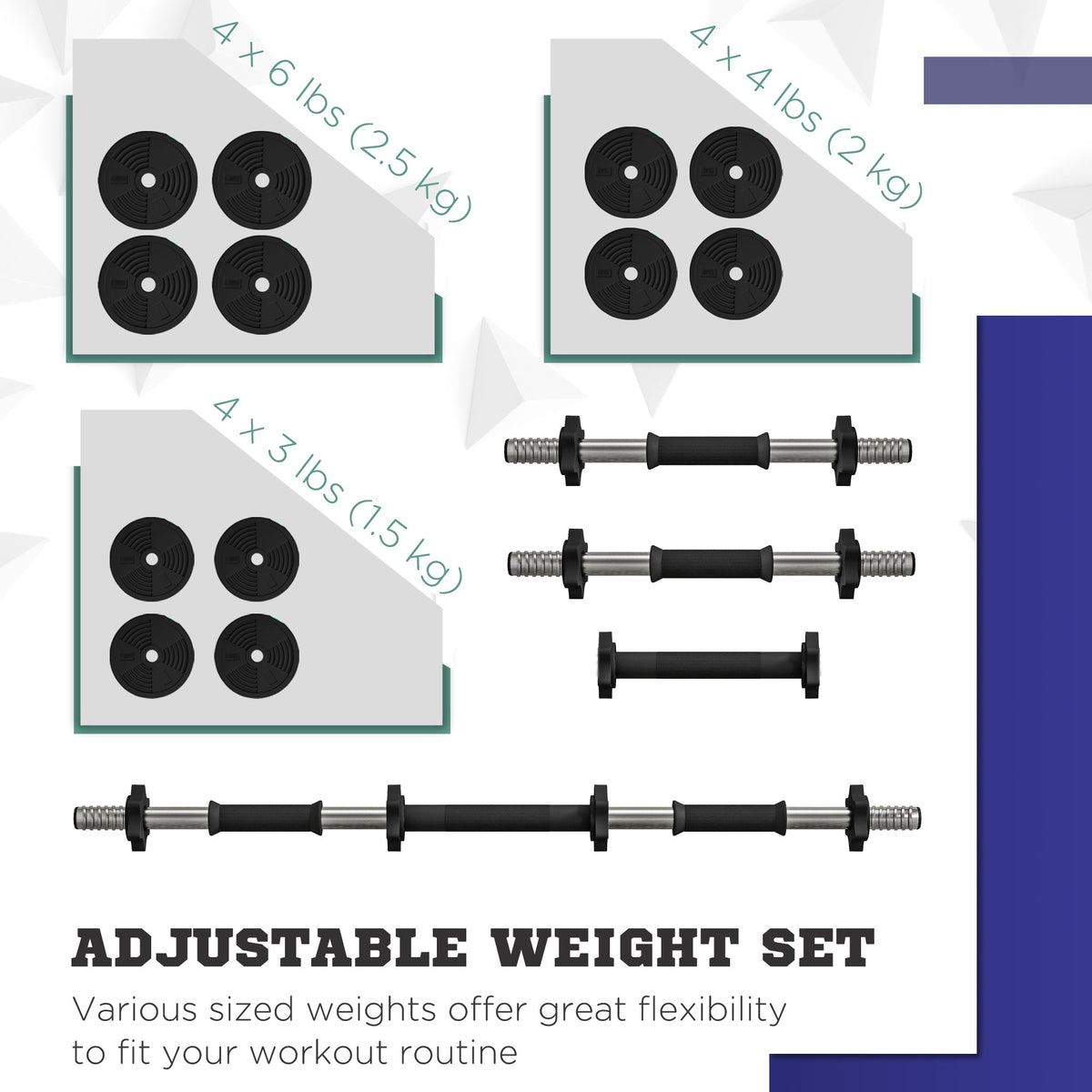 33LBS 2-in-1 Adjustable Barbell & Dumbbells Set, Weights Set with Non-slip Handles for Men and Women Home Gym Training