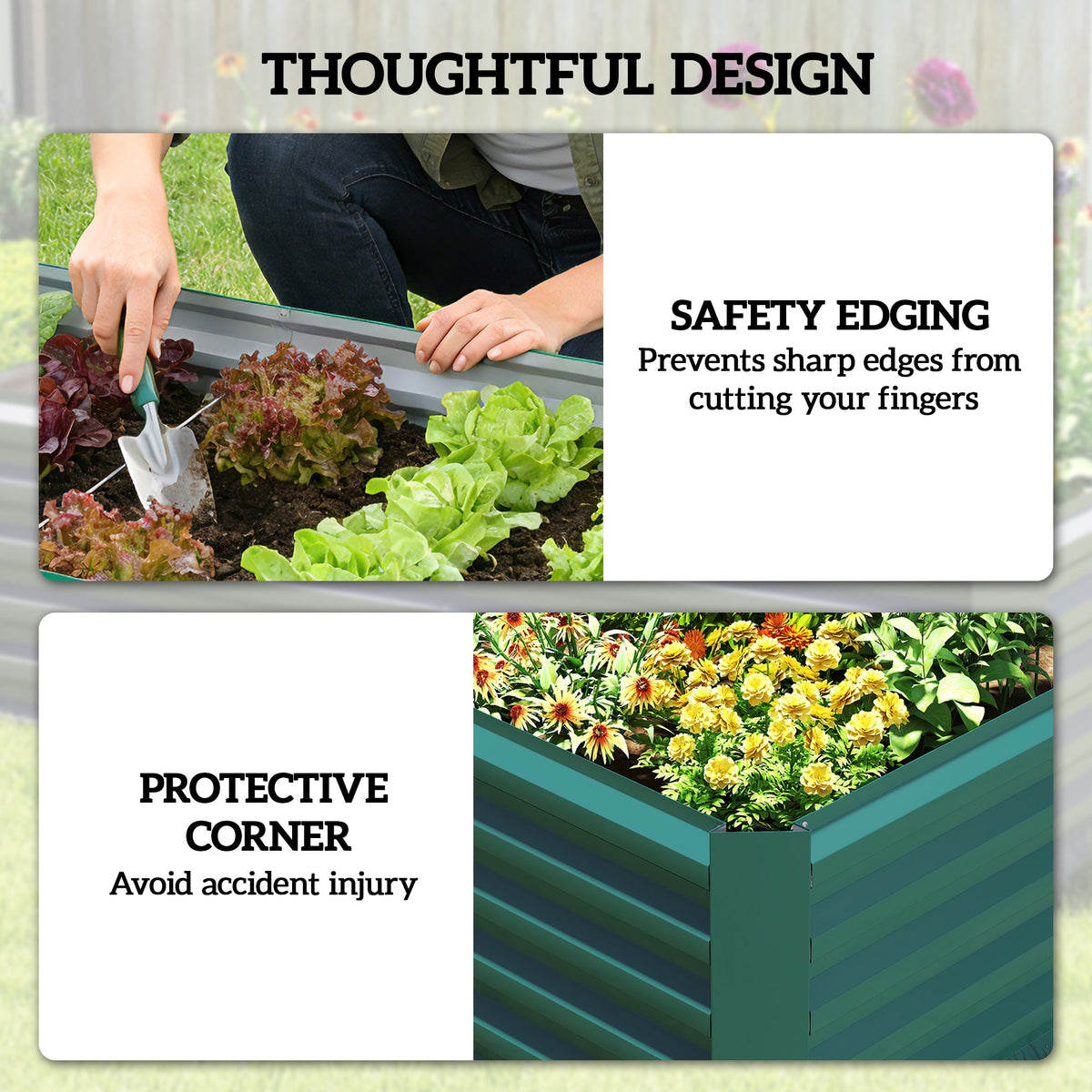 6' x 3' x 2' Raised Garden Bed, Galvanized Planter Box for Growing Flowers, Herbs and Vegetables, Brown