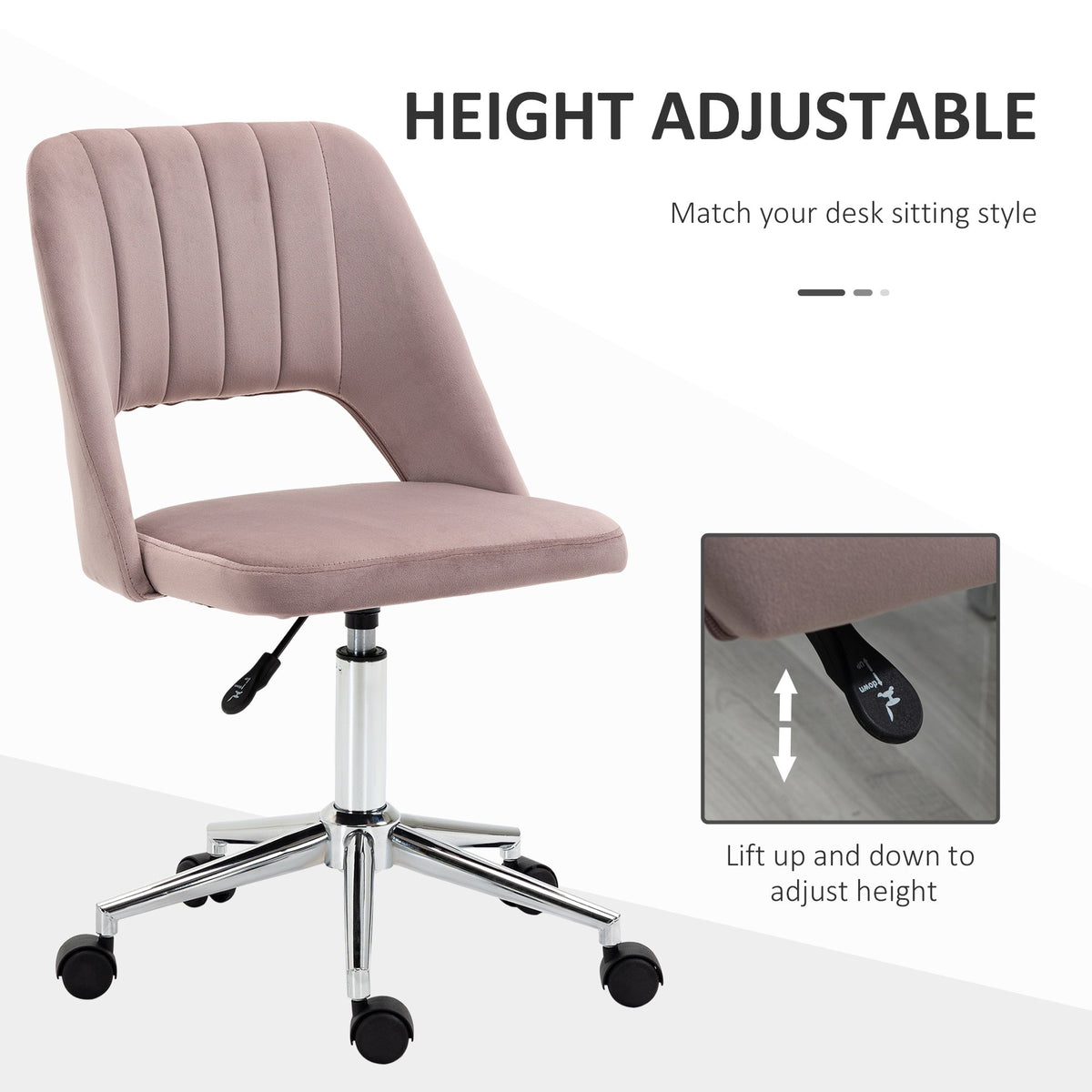 Mid Back Office Chair Velvet Fabric Swivel Scallop Shape Computer Desk Chair, Green