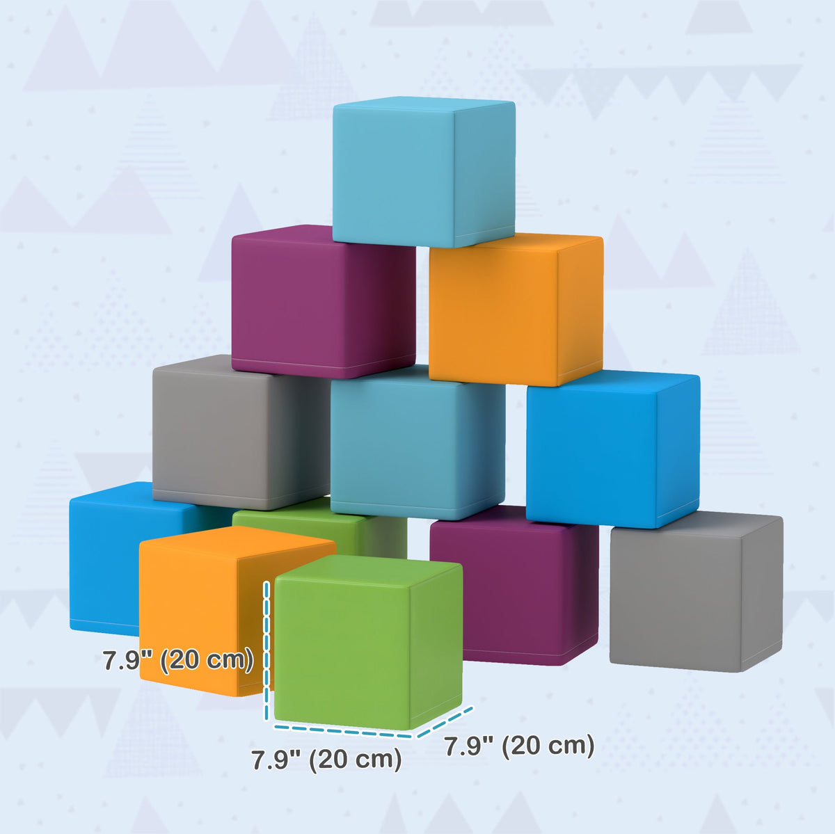 12 Piece Soft Play Blocks Soft Foam Toy Building And Stacking Blocks - Multicolours