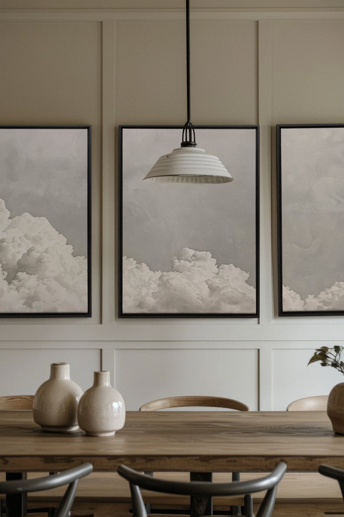 ANTIQUE CLOUDSCAPE TRIO (3 Oeuvres sur toile étirée)