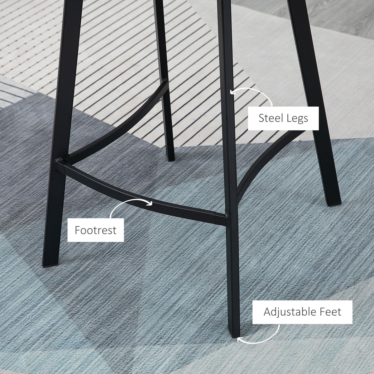 Andre Counter Height Stools with Backrest and Steel Legs-Set of 2-Brown