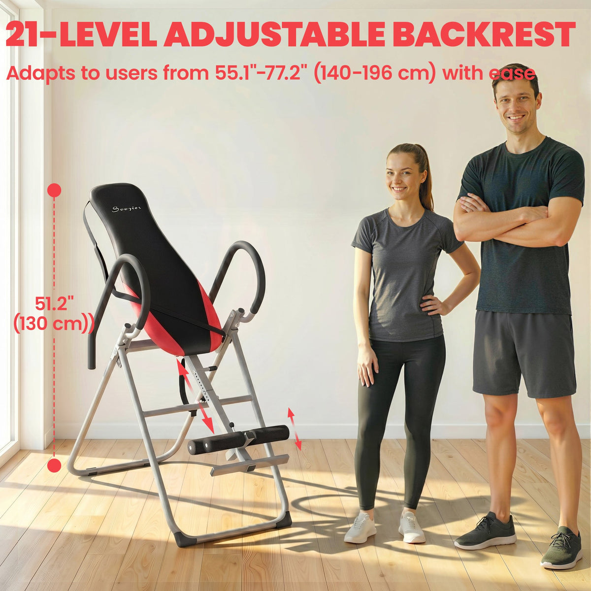 Inversion Table, Heavy Duty Folding Inversion Table with Adjustable Ankle Lock and Safety Belt for Pain Relief Therapy