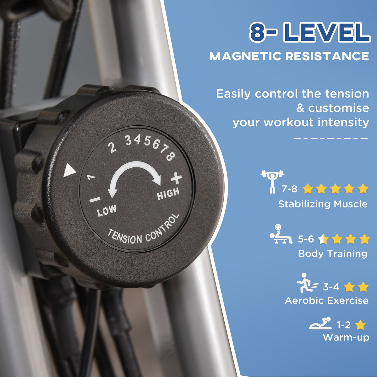 3 in 1 Folding Exercise Bike, Foldable Stationary Bike with 8-Level Magnetic Resistance, Adjustable Seat, Black
