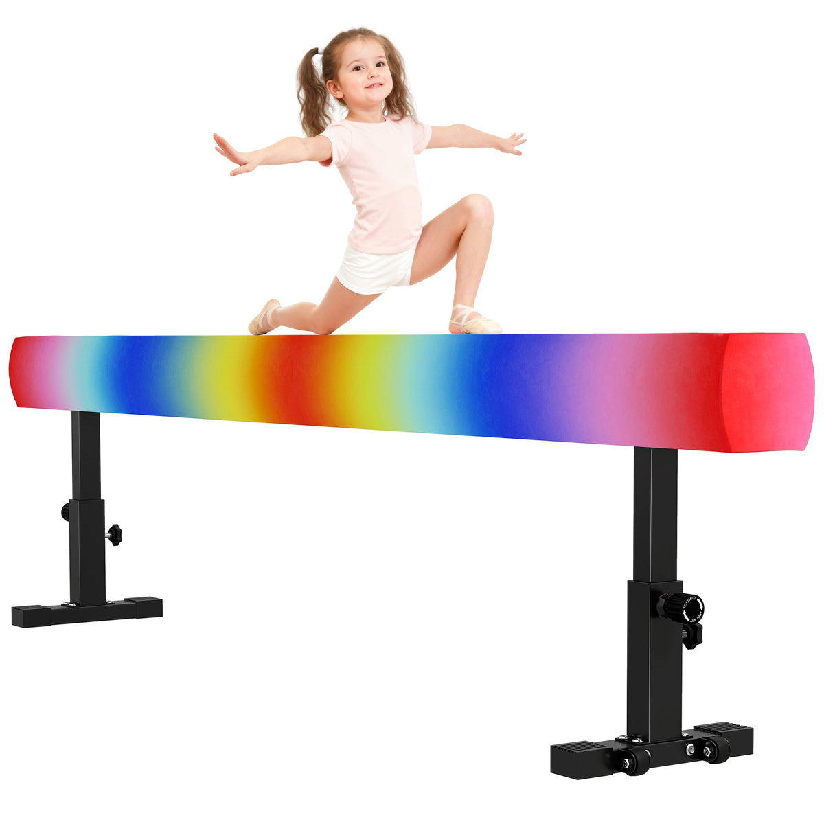 7.5ft Adjustable Balance Beam, Gymnastics Beam with Wheels, Gymnastics Equipment for 6+ Years Old Training