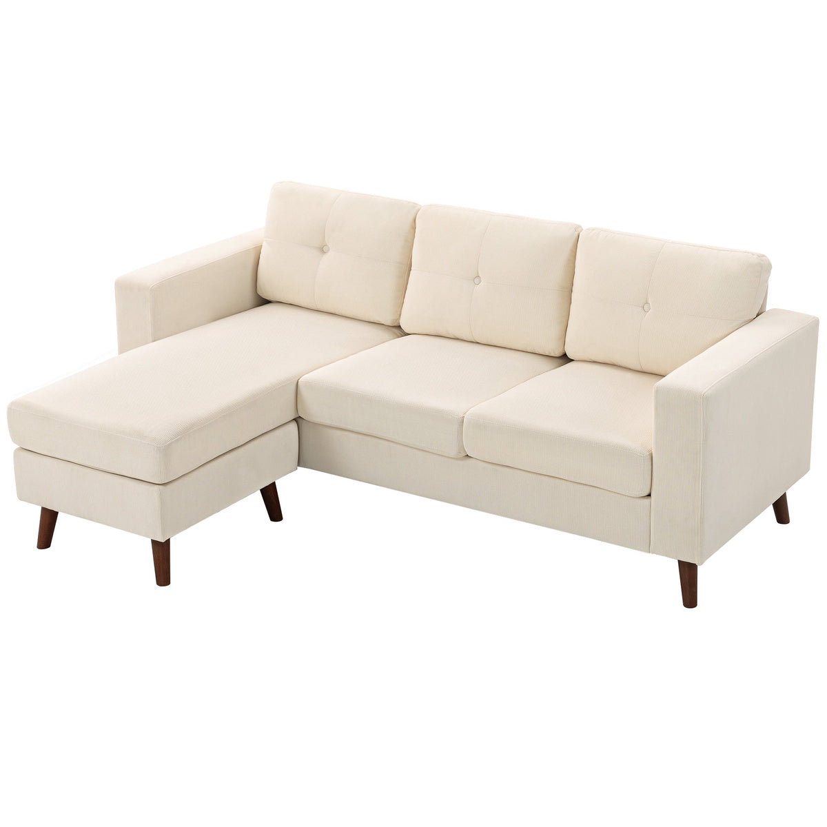 Sectional Sofa with Changeable Chaise Lounge, 3 Seat L-Shaped Small Space Sofa, Upholstered Couch for Small Space, Dark Grey