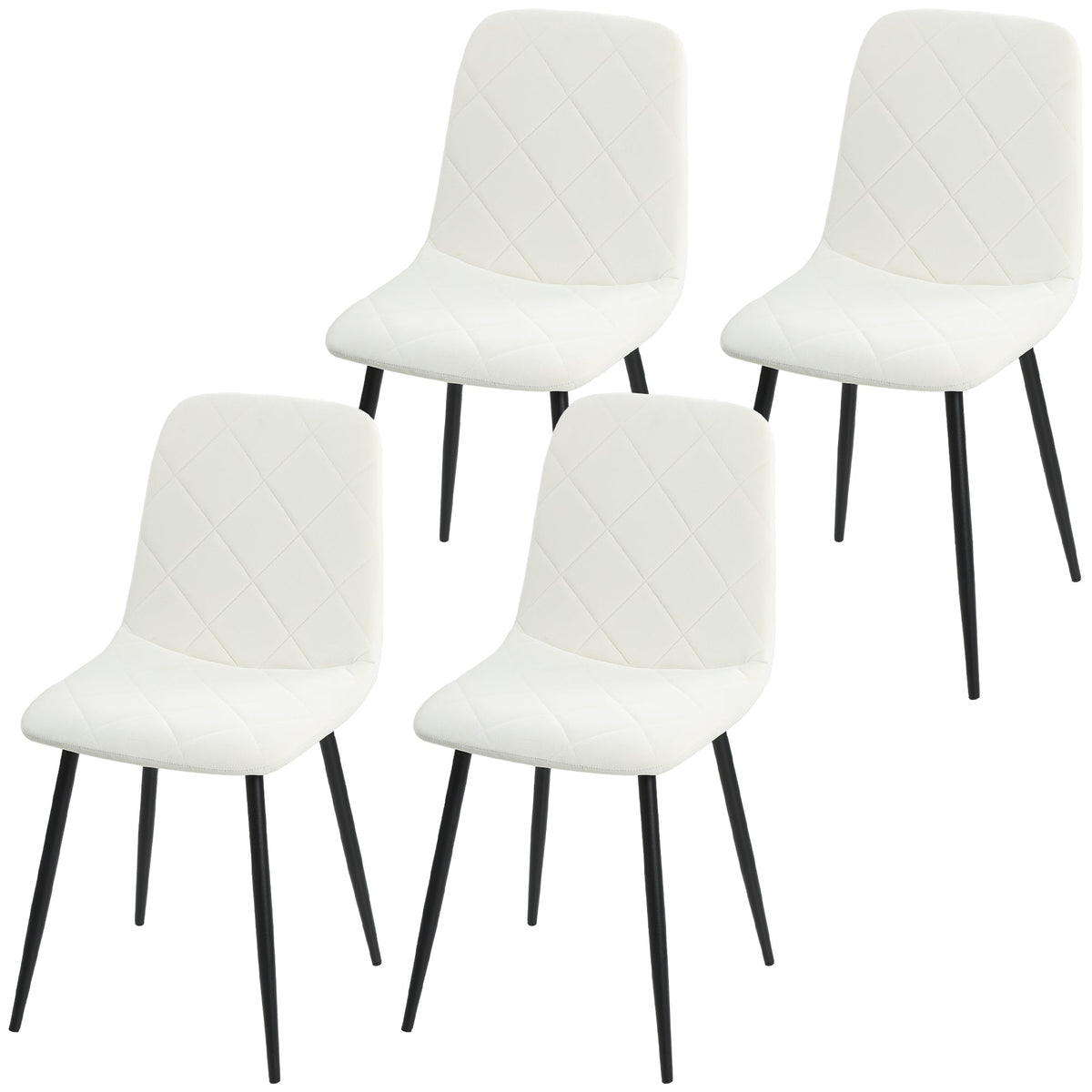Dining Chairs Set of 4, Upholstered Dining Room Chairs with Steel Legs, Modern Kitchen Chair for Dining Room, Black
