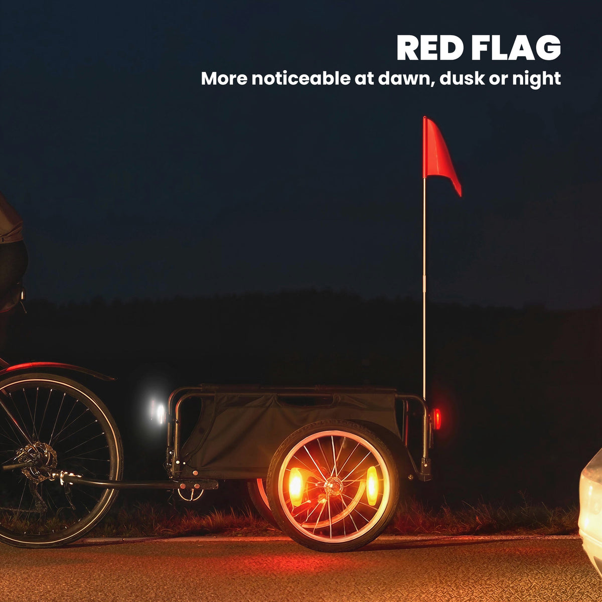 Bike Cargo Trailer, Bicycle Trailer Wagon Cart with Quick Release 16" Pneumatic Wheels, Red Flag