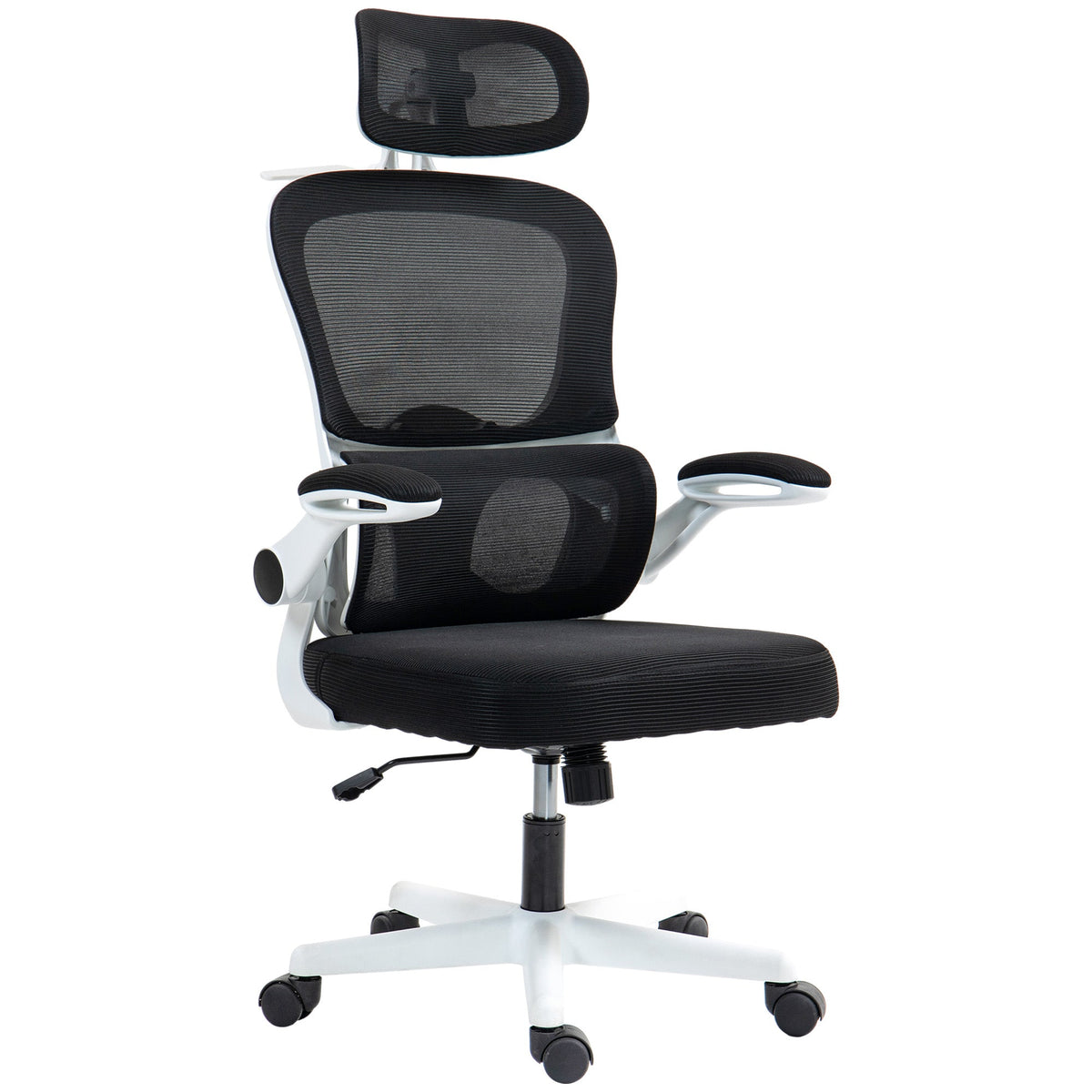 Mesh Office Chair, Ergonomic Desk Chair with Flip-up Armrest, Rotatable Headrest, Adjustable Lumbar Support, Pink