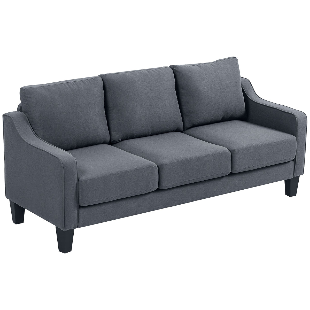 3 Seater Sofa, Modern Couch with Pocket Spring, Linen Upholstered, Thick Padded, Beige