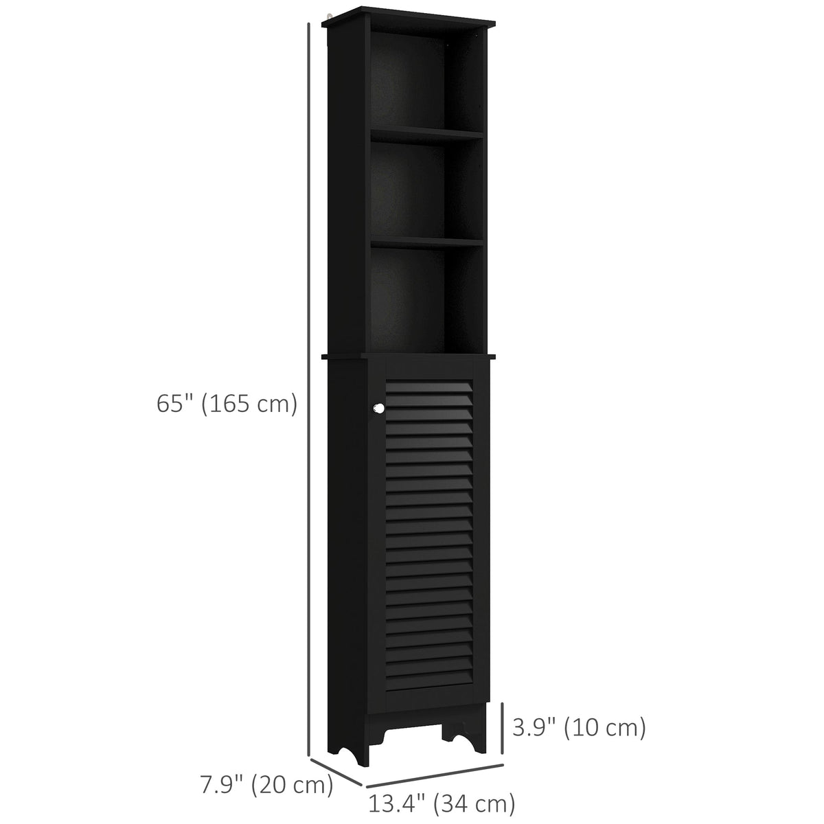 Tall Bathroom Storage Cabinet, Freestanding Linen Tower with 3-Tier Open Adjustable Shelf, White